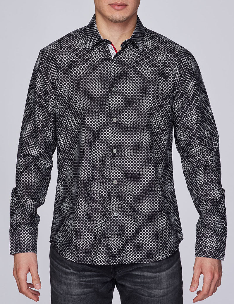 Mens Luxury Brand Printed Silk Like Shirts- HLS2002L-266