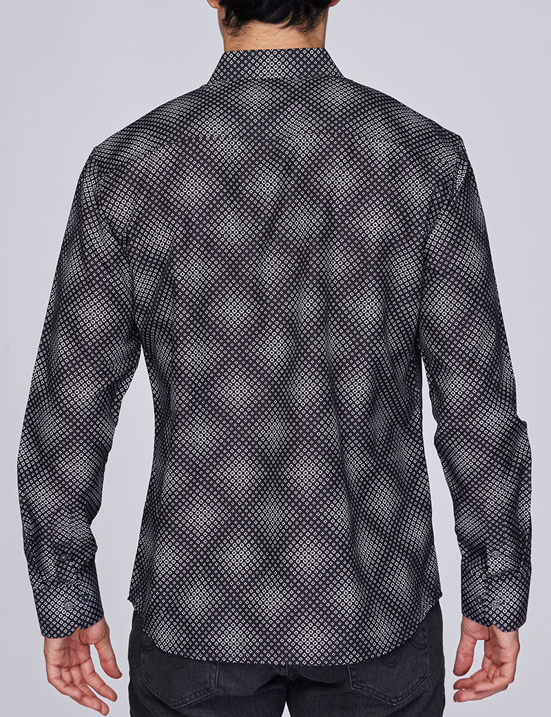 Mens Luxury Brand Printed Silk Like Shirts- HLS2002L-266