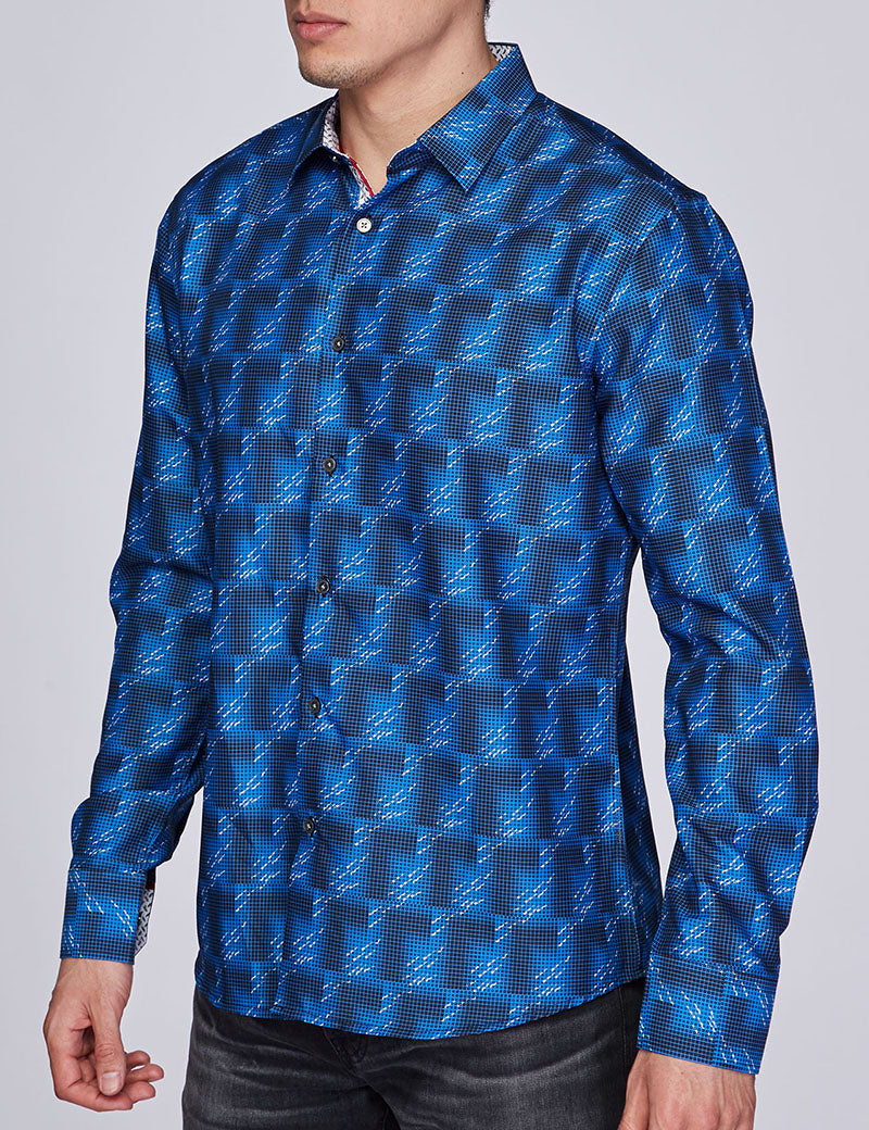 Mens Luxury Brand Printed Silk Like Shirts-HLS2002L-271