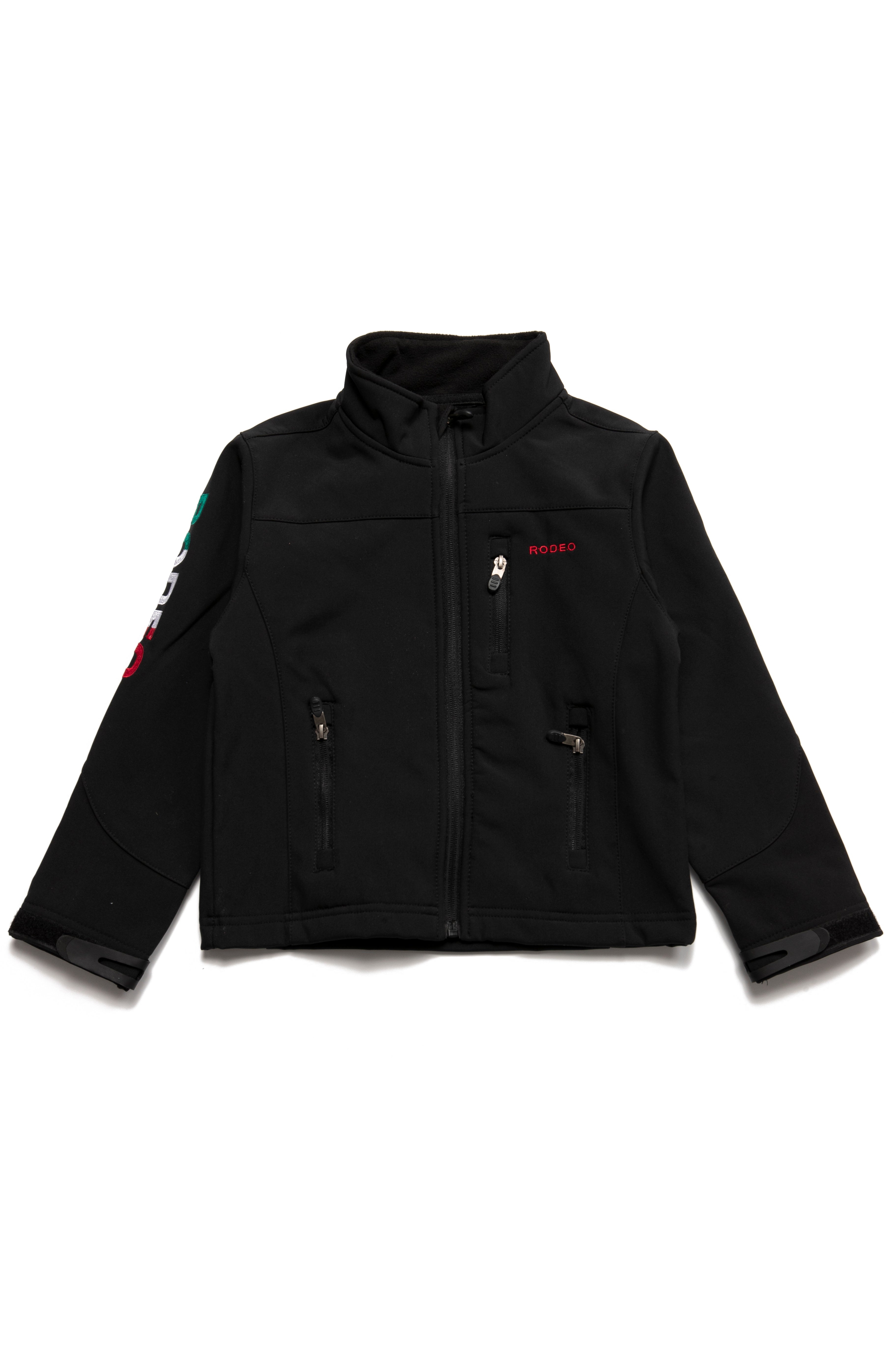 Boys Soft Shell Aztec Print Jacket  - BNJ650-EMB-BLACK