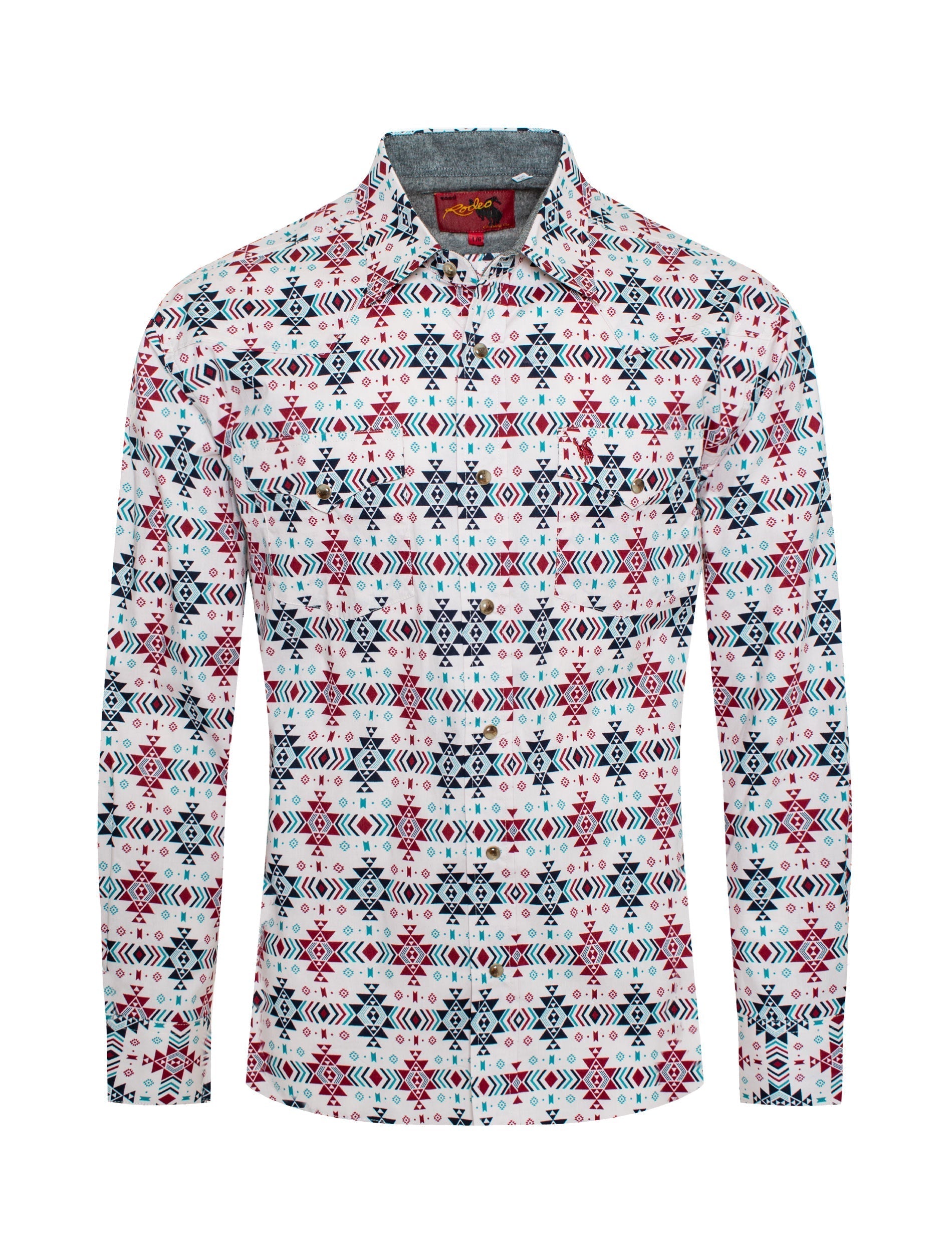 Men's Western Pearl Snap Aztec Print Shirt - PS100L-174
