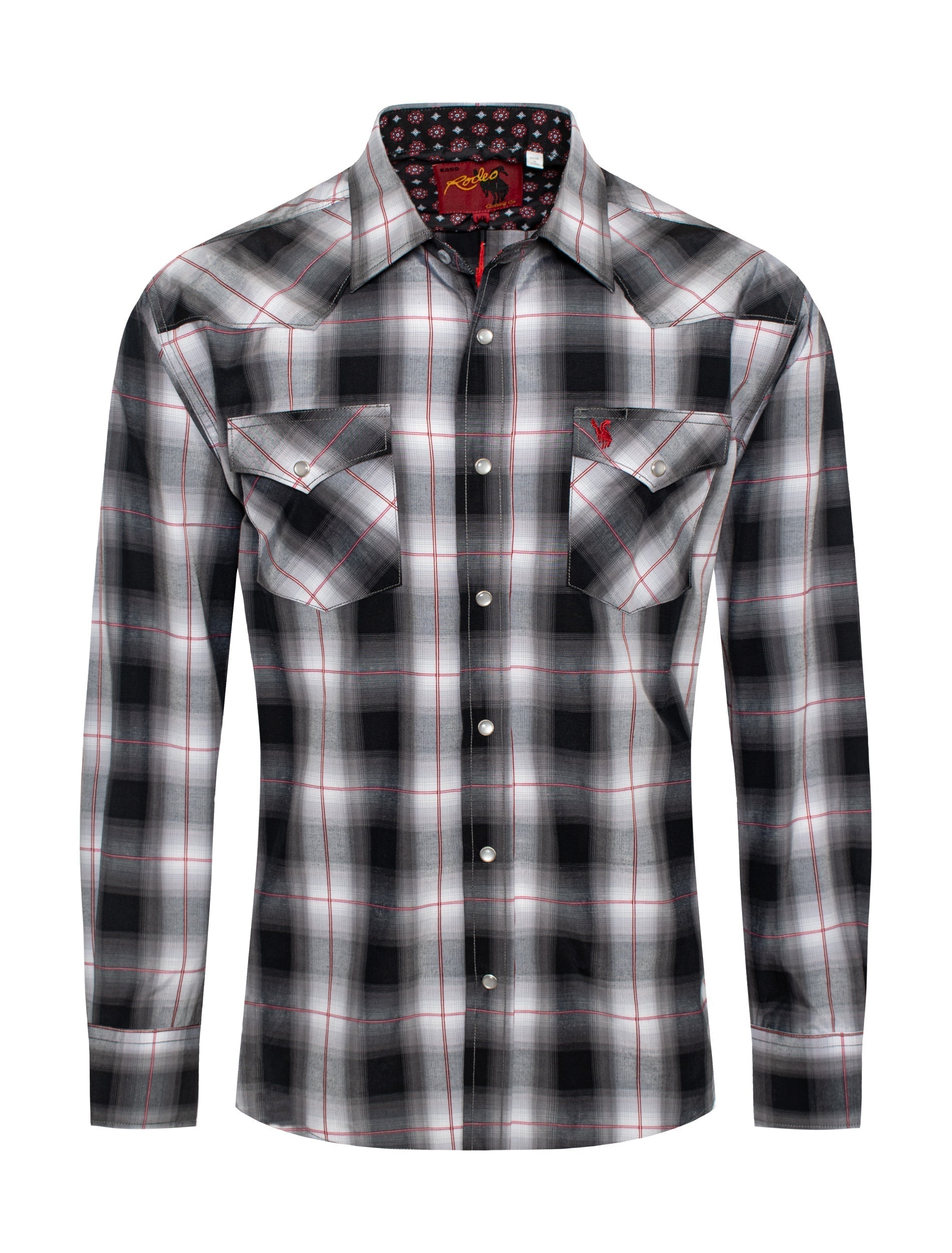 Men's Western Long Sleeve Pearl Snap Plaid Shirt -PS400-415