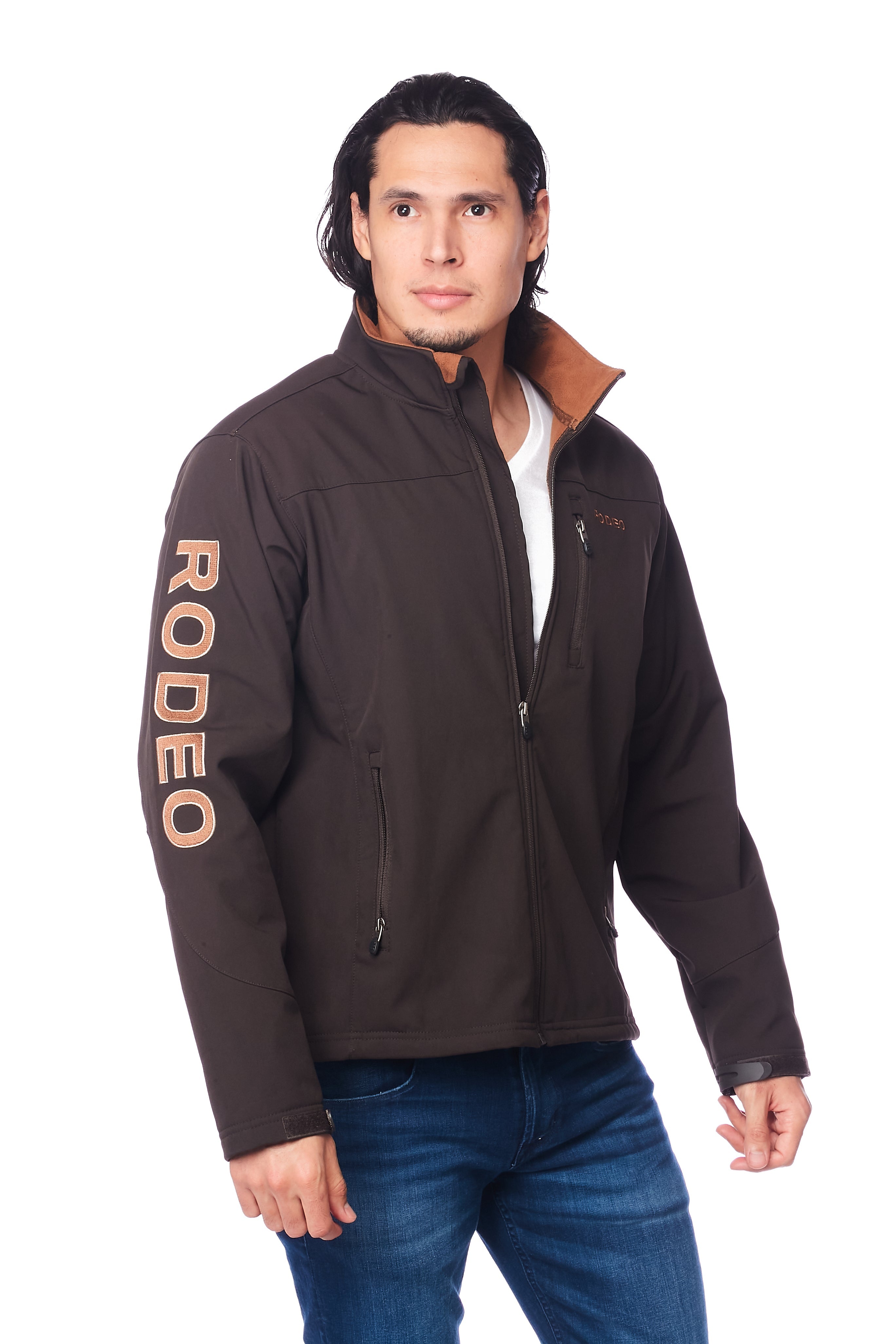 Men's Soft Shell Bonded Jacket -NJ650-EMB-BROWN-COGNAC