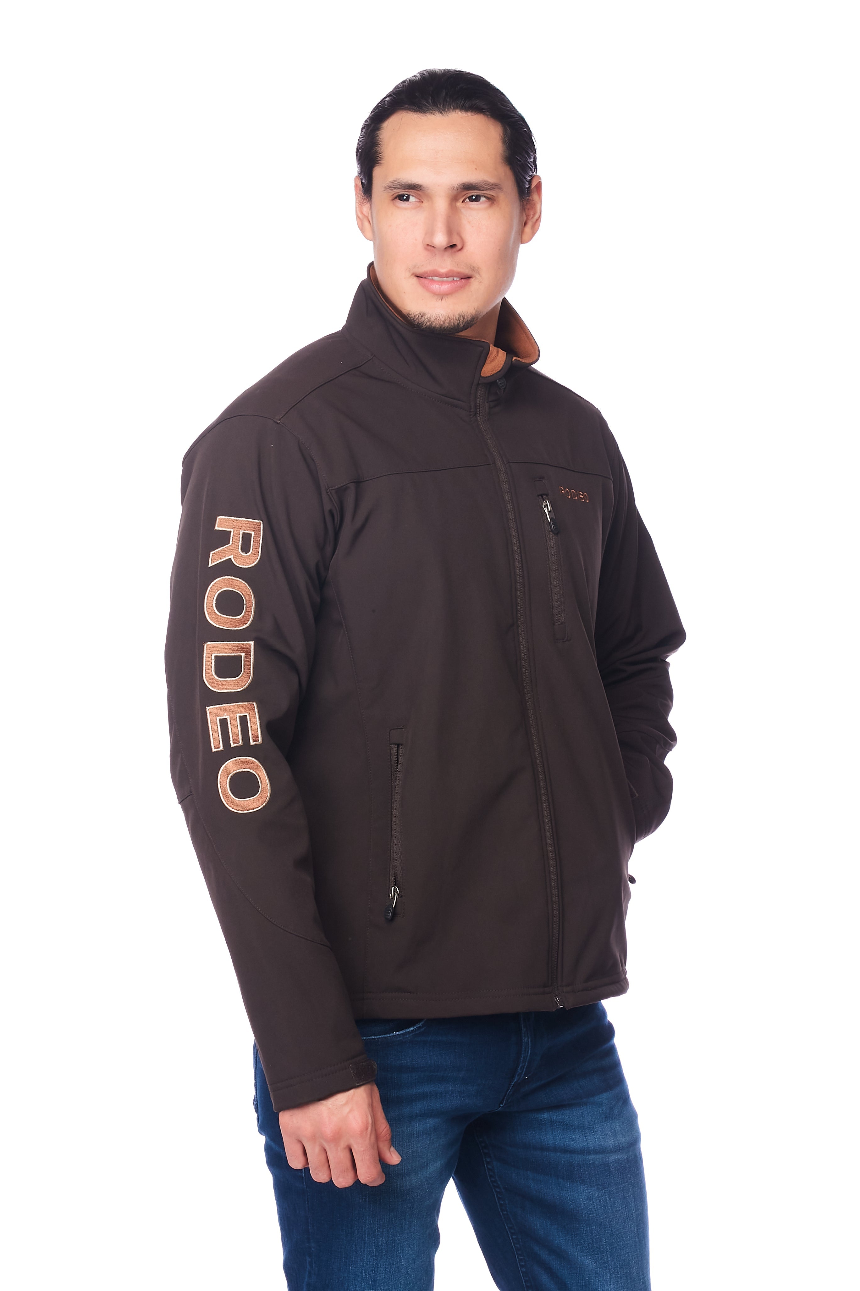 Men's Soft Shell Bonded Jacket -NJ650-EMB-BROWN-COGNAC