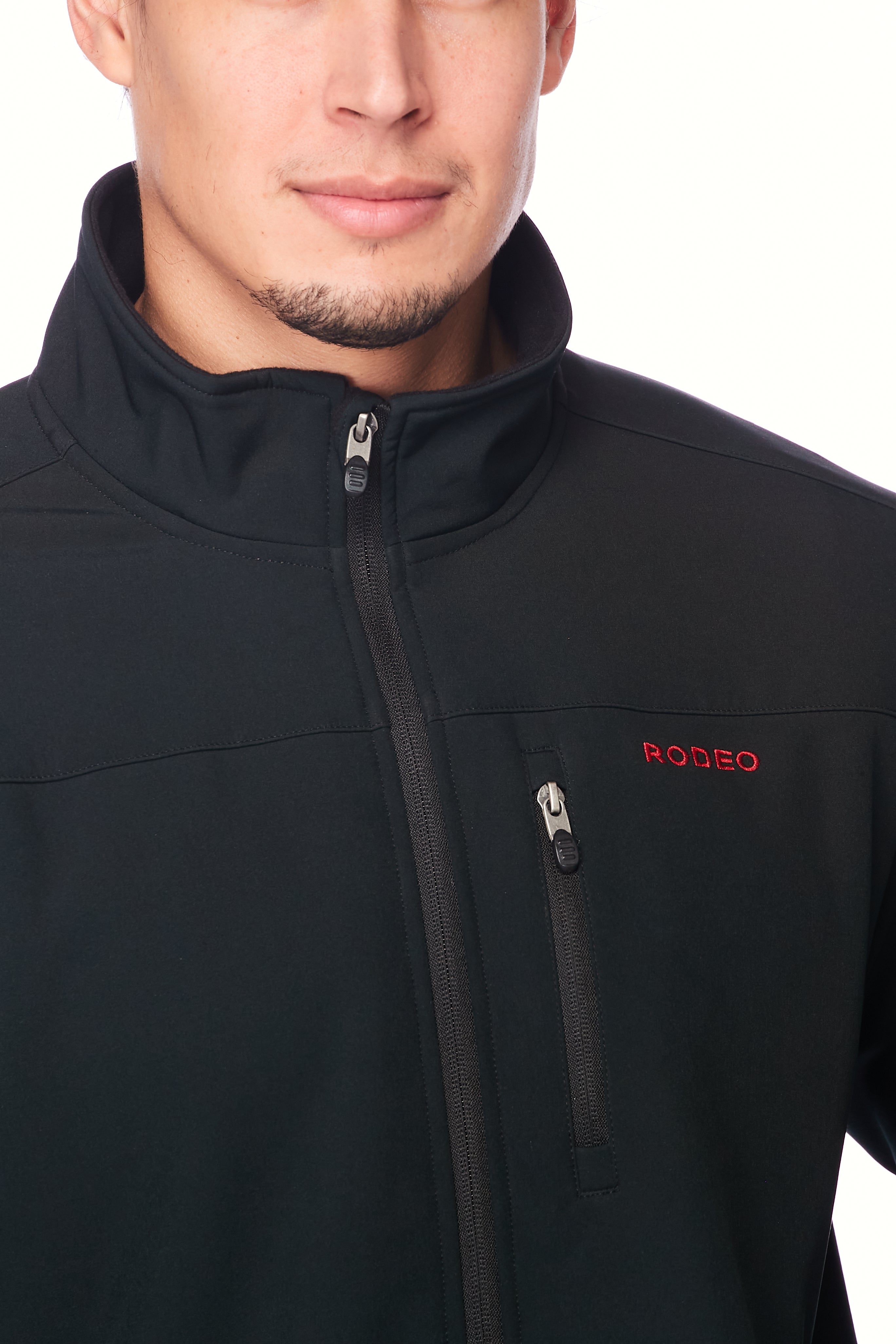 Men's Soft Shell Bonded Jacket With Embroidery -NJ650EMB-BLACK-RED