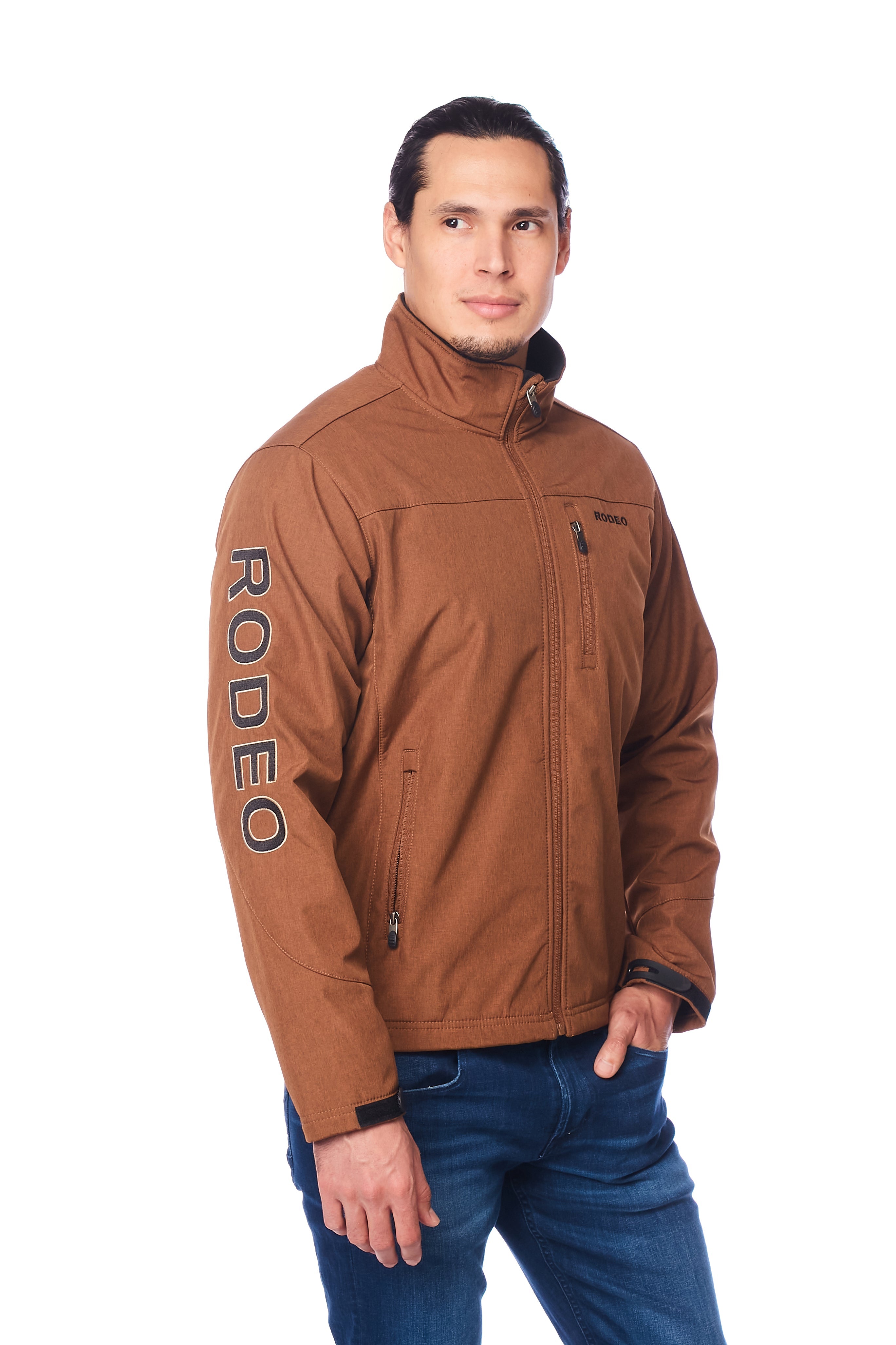 Men's Soft Shell Bonded Jacket -NJ650-EMB-COGNAC-BLACK