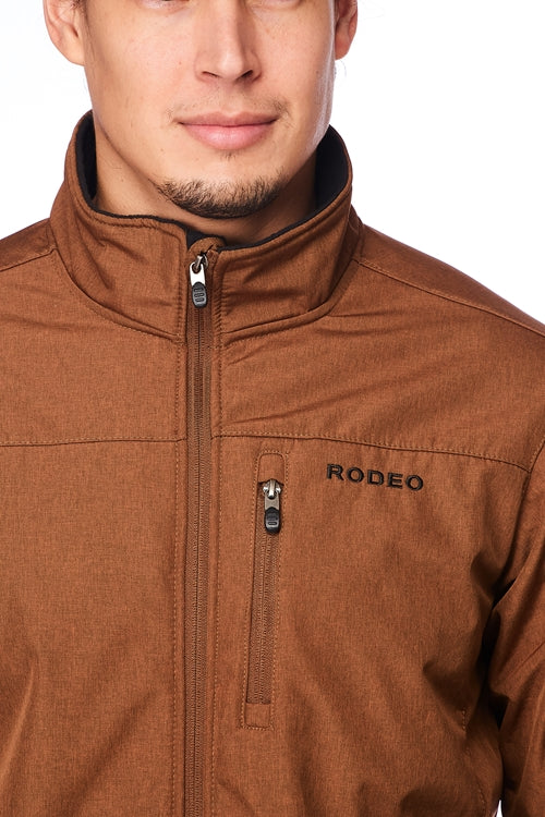 Men's Soft Shell Bonded Jacket -NJ650-EMB-COGNAC-BLACK