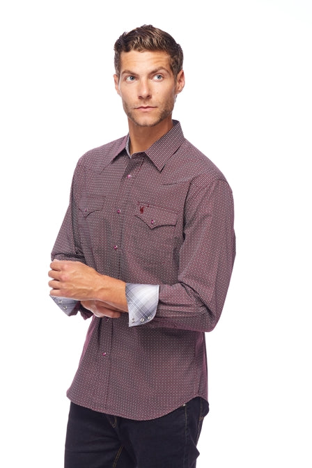 Men's Western Pearl Snaps Print Shirt - PS100L-125