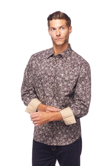 Men's Western Pearl Snaps Print Shirt - PS100L-127