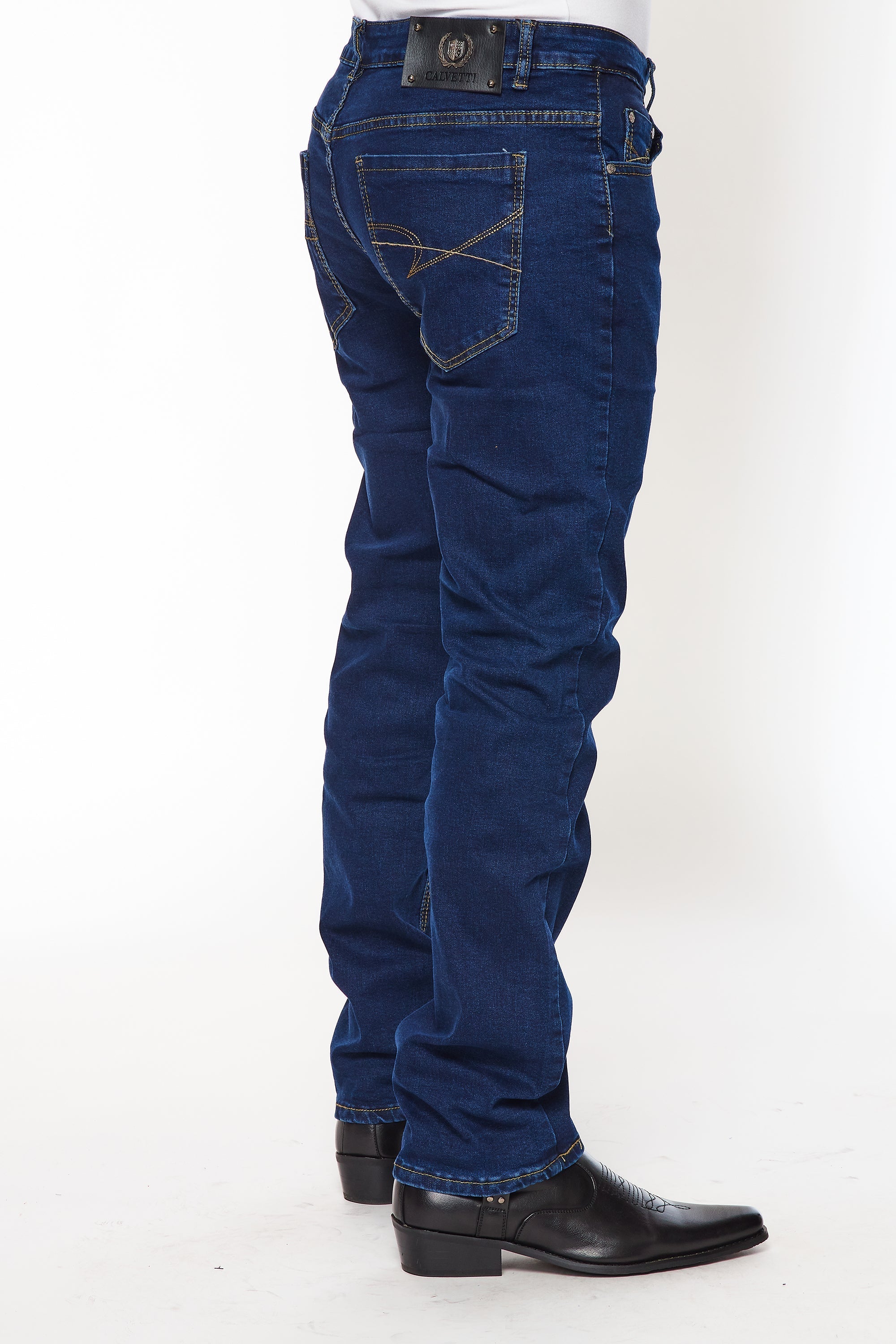 Men's Super Comfortable Straight Fit Jeans-HLP-504 DKBLUE