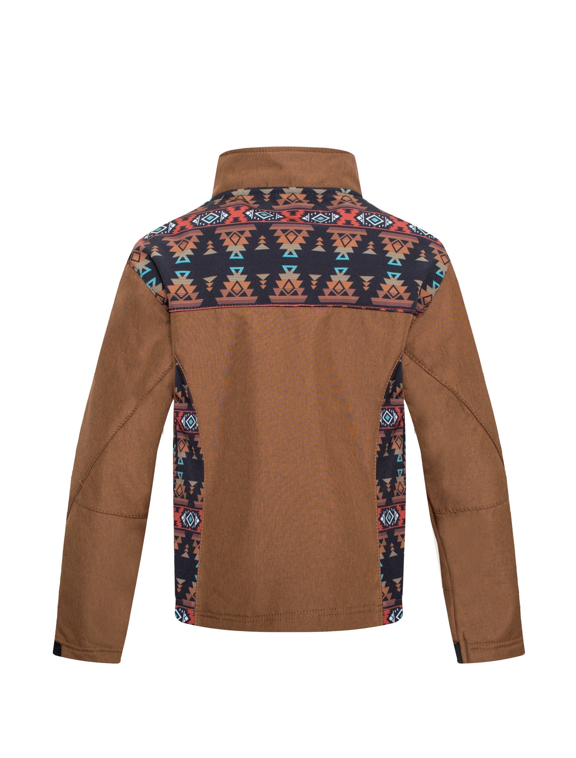 Boys Soft Shell Aztec Print Jacket - BNJ650-EMB-COGNAC/RUST