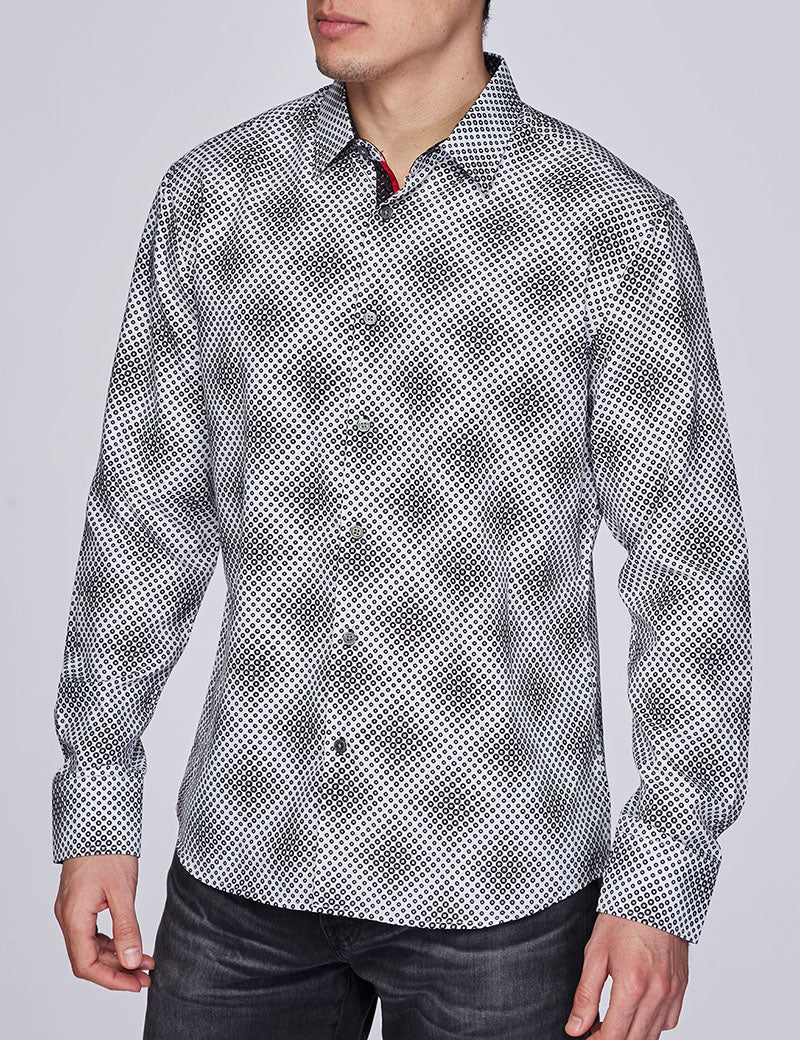 Mens Luxury Brand Printed Silk Like Shirts-HLS2002L-267