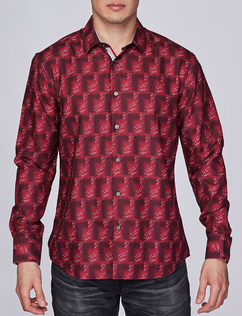 Mens Luxury Brand Printed Silk Like Shirts-HLS2002L-270