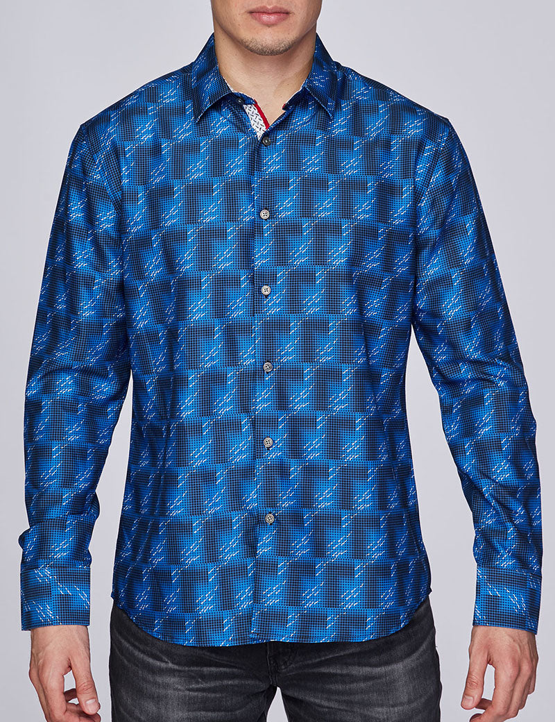 Mens Luxury Brand Printed Silk Like Shirts-HLS2002L-271