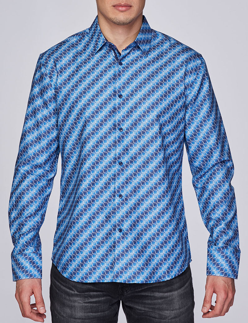 Mens Luxury Brand Printed Silk Like Shirts-HLS2002L-273