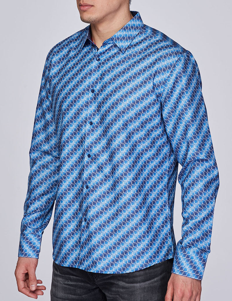 Mens Luxury Brand Printed Silk Like Shirts-HLS2002L-273