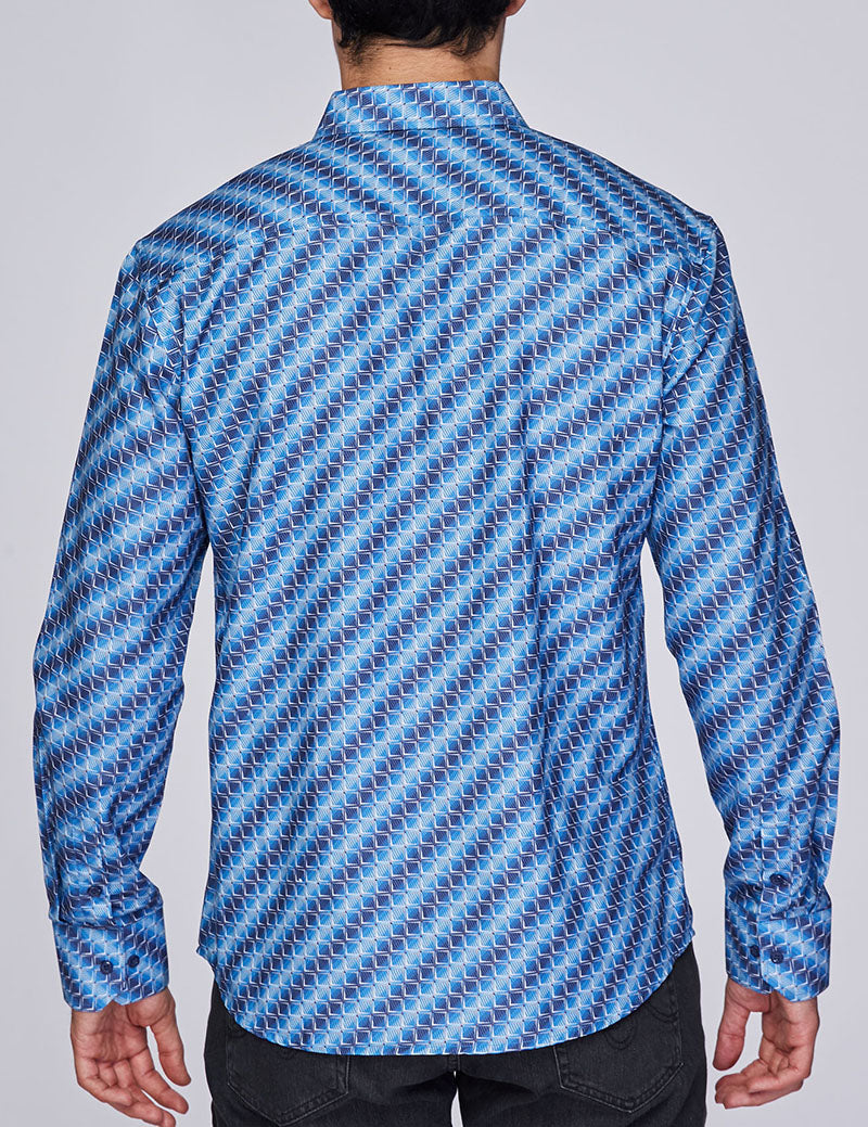 Mens Luxury Brand Printed Silk Like Shirts-HLS2002L-273