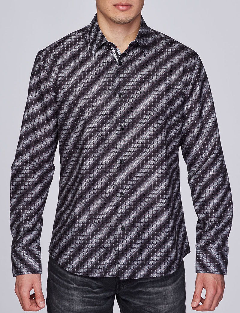 Mens Luxury Brand Printed Silk Like Shirts-HLS2002L-274