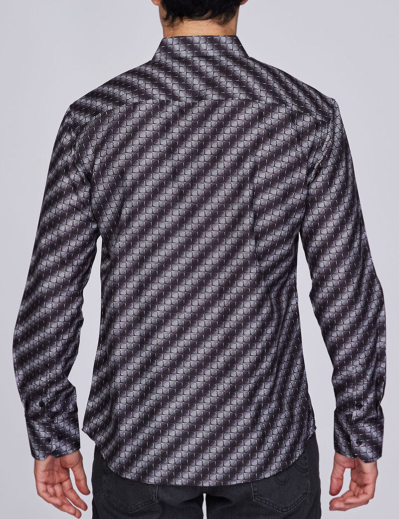 Mens Luxury Brand Printed Silk Like Shirts-HLS2002L-274