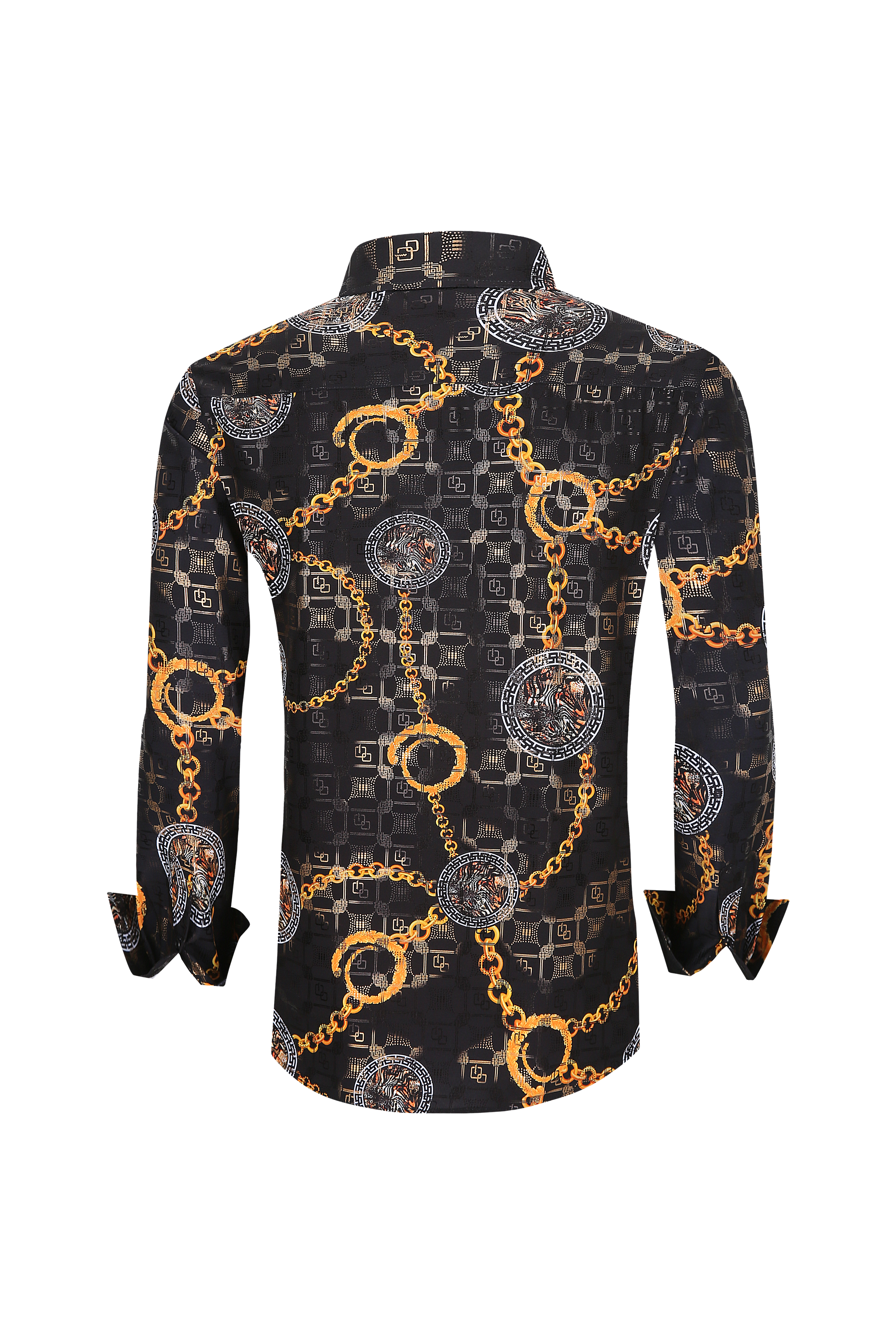 Mens Luxury Brand Printed Silk Like Shirts-HLS2002L-505