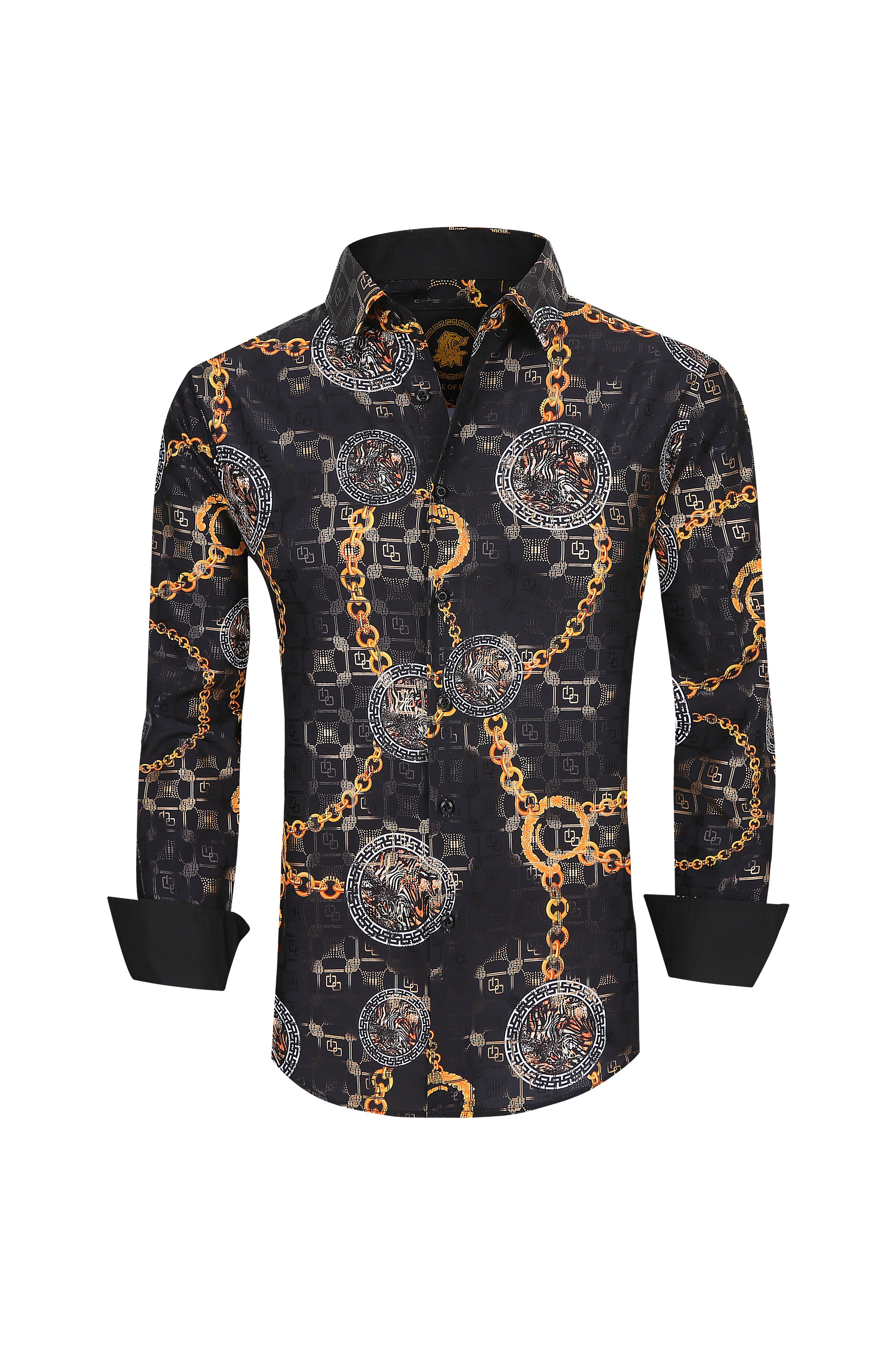 Mens Luxury Brand Printed Silk Like Shirts-HLS2002L-505