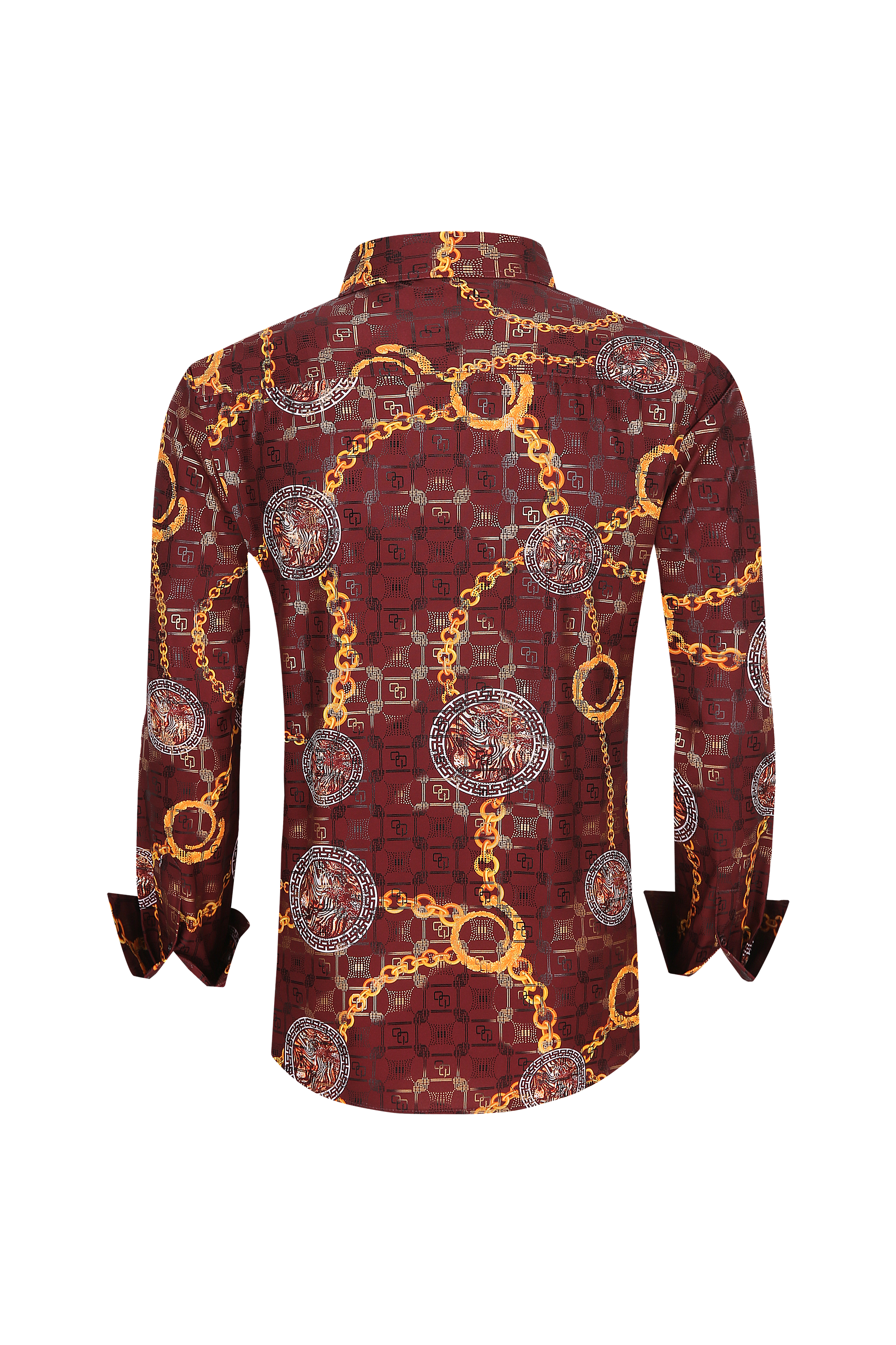 Mens Luxury Brand Printed Silk Like Shirts-HLS2002L-507