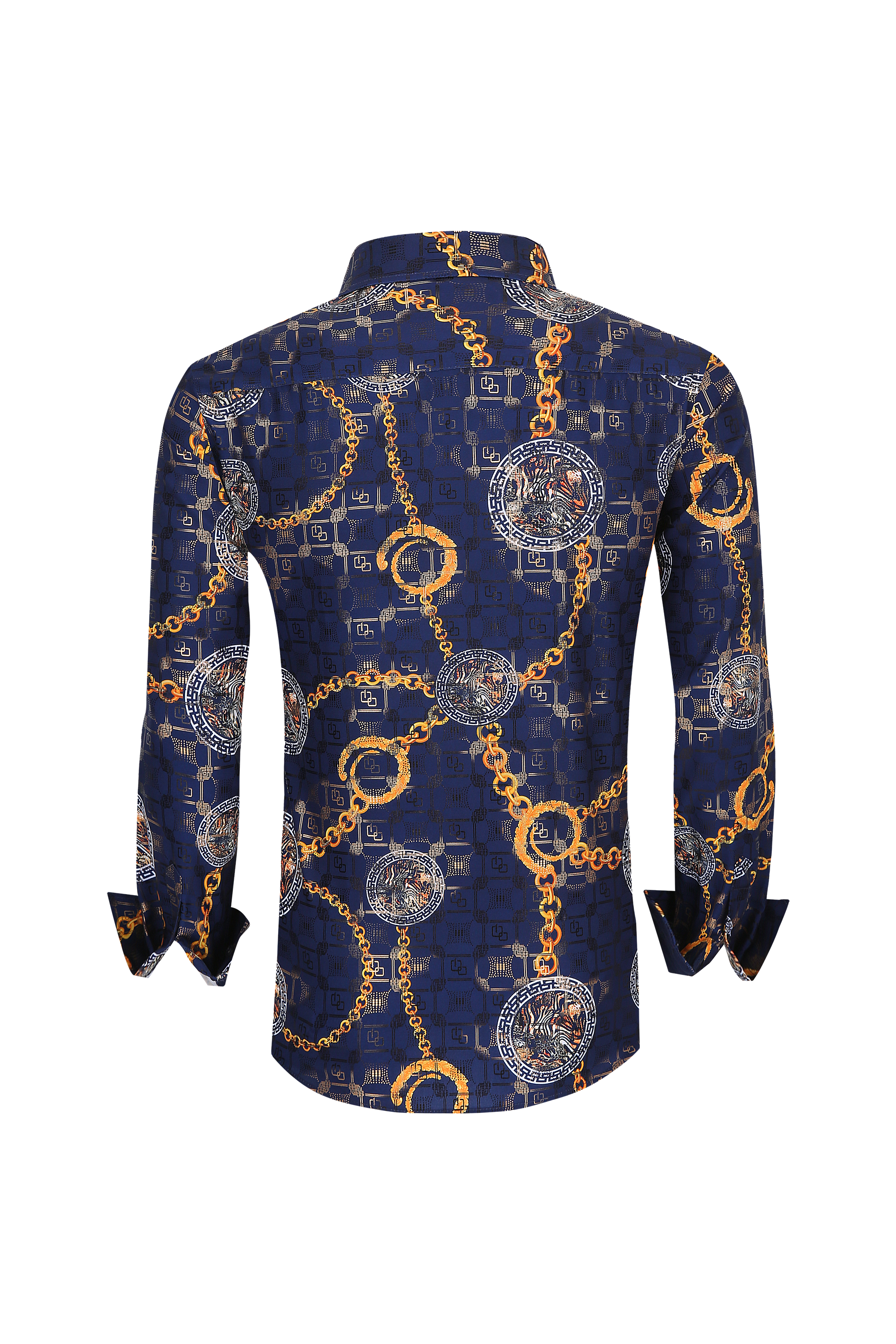 Mens Luxury Brand Printed Silk Like Shirts-HLS2002L-508