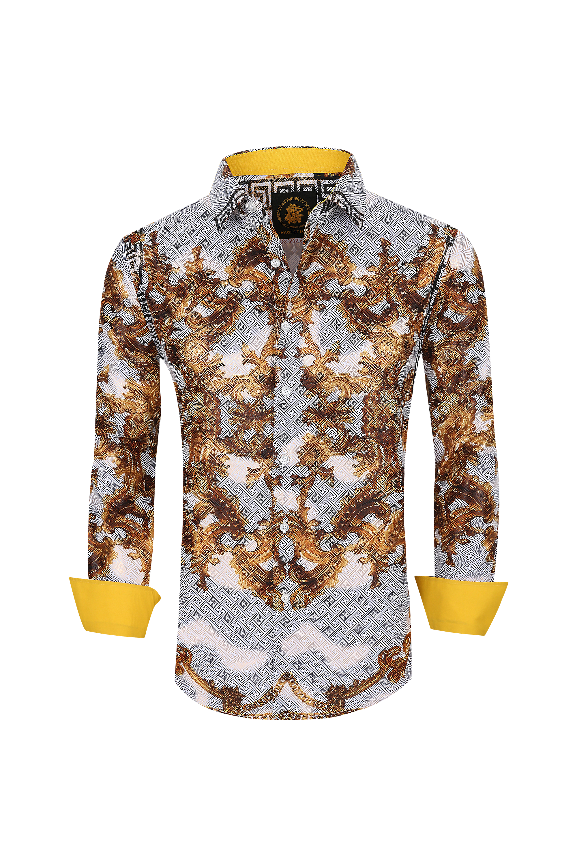 Mens Luxury Brand Printed Silk Like Shirts-HLS2002L-509