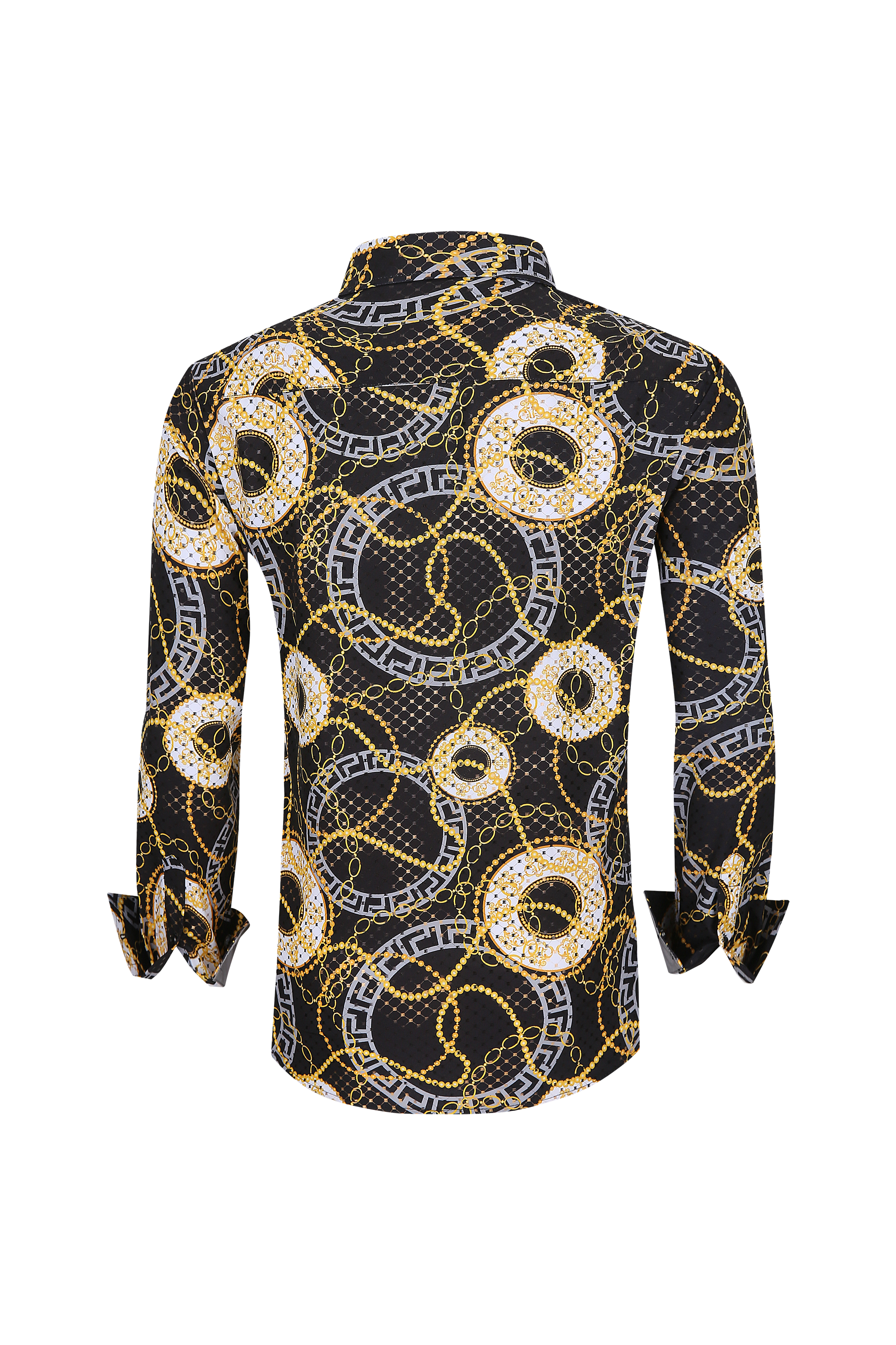 Mens Luxury Brand Printed Silk Like Shirts-HLS2002L-514