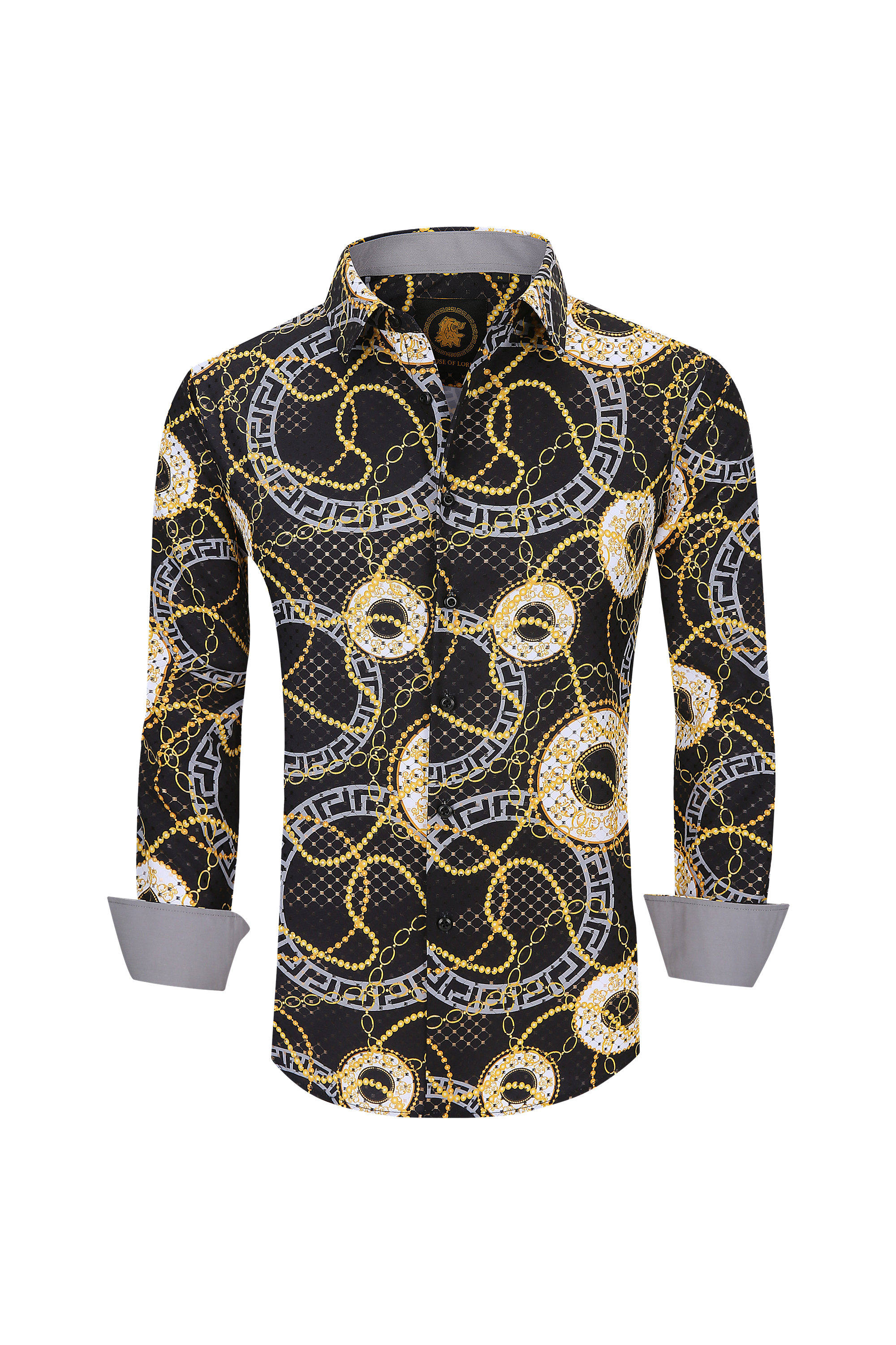 Mens Luxury Brand Printed Silk Like Shirts-HLS2002L-514