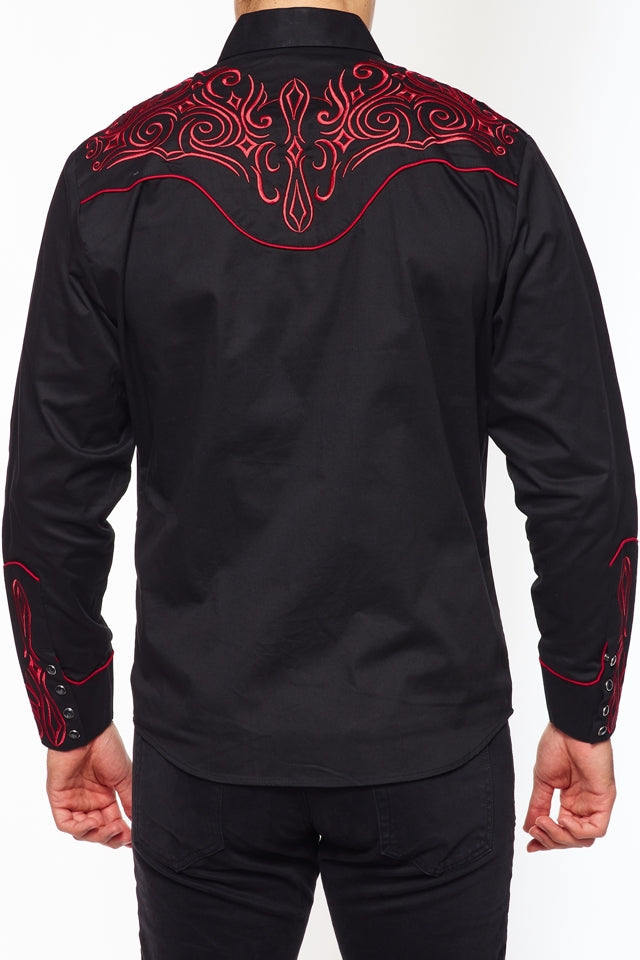 Men's Western Cowboy Embroidery Shirt -PS500L-551