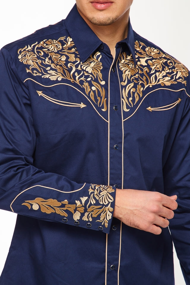 Men's Western Cowboy Embroidery Shirt -PS500L-546