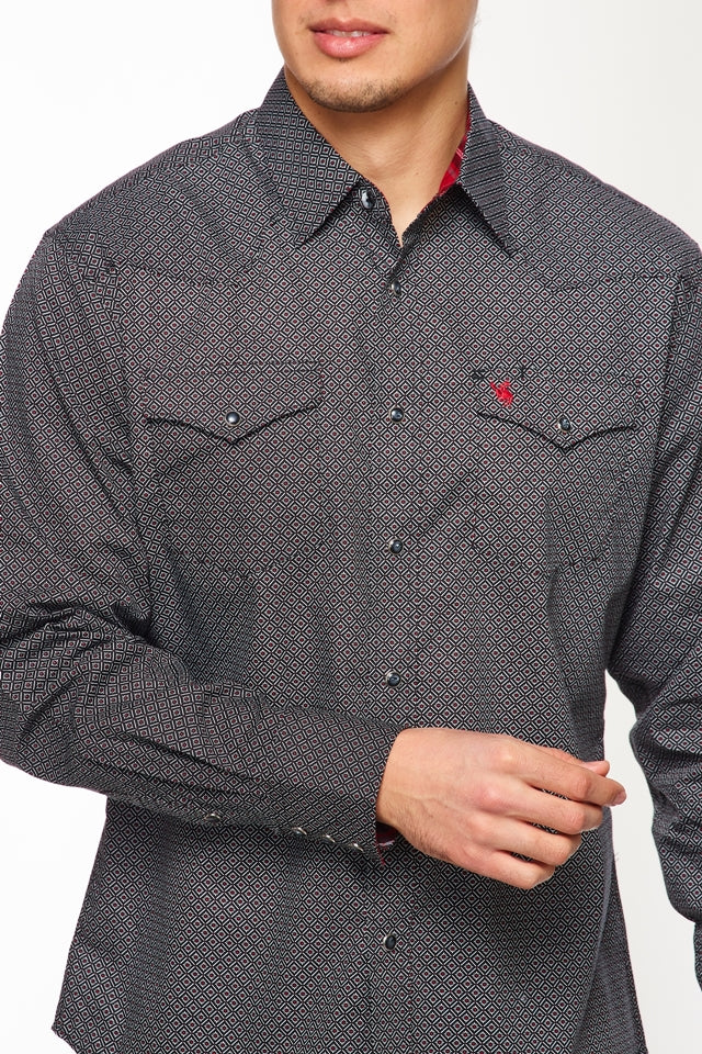 Men's Western Pearl Snaps Print Shirt - PS100L-147