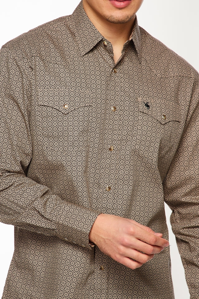 Men's Western Pearl Snaps Print Shirt - PS100L-148