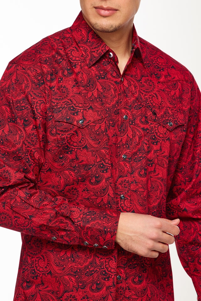 Men's Western Pearl Snaps Print Shirt - PS100L-153