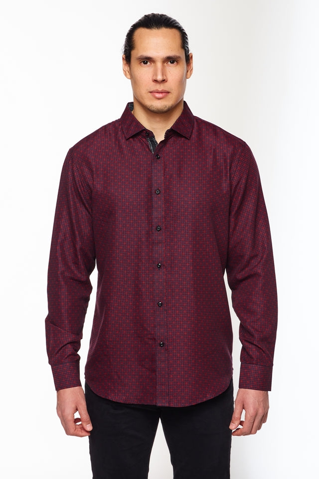 Mens Long Sleeve Printed Casual Button-Down Shirts HLS2004-104