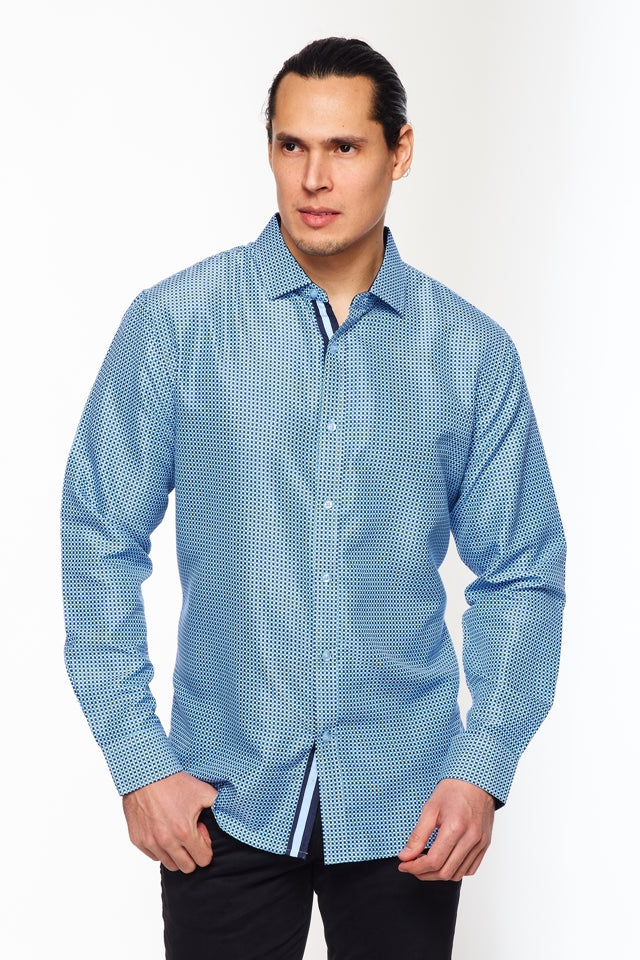 Mens Long Sleeve Printed Casual Button-Down Shirts HLS2004-115