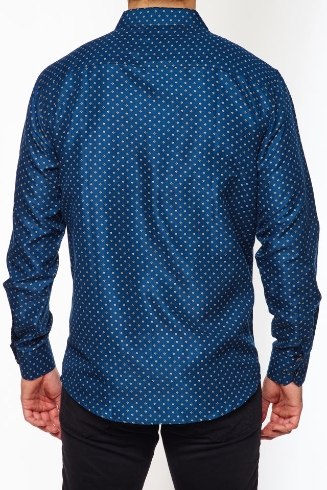 Mens Long Sleeve Printed Casual Button-Down Shirts HLS2004-118