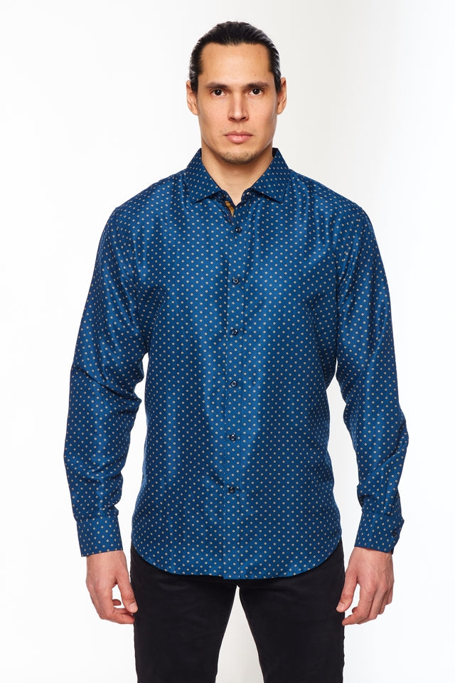 Mens Long Sleeve Printed Casual Button-Down Shirts HLS2004-118