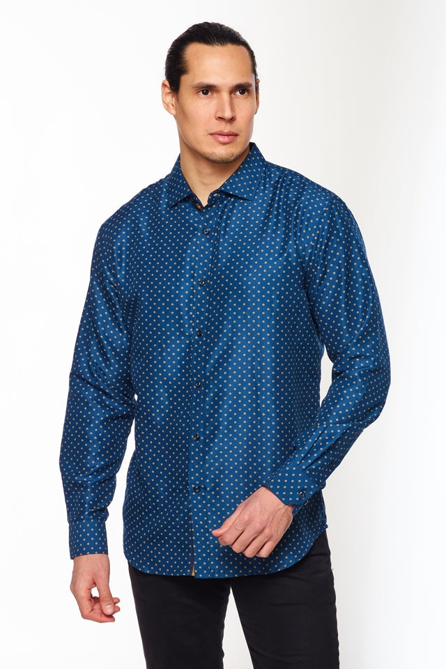 Mens Long Sleeve Printed Casual Button-Down Shirts HLS2004-118