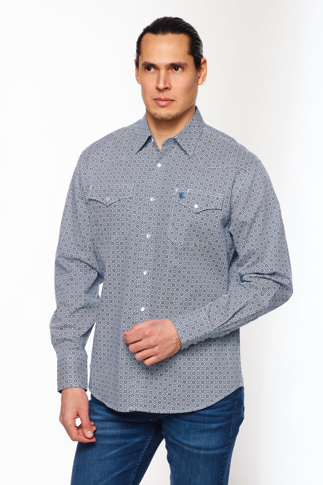 Men's Western Pearl Snaps Print Shirt - PS100L-157