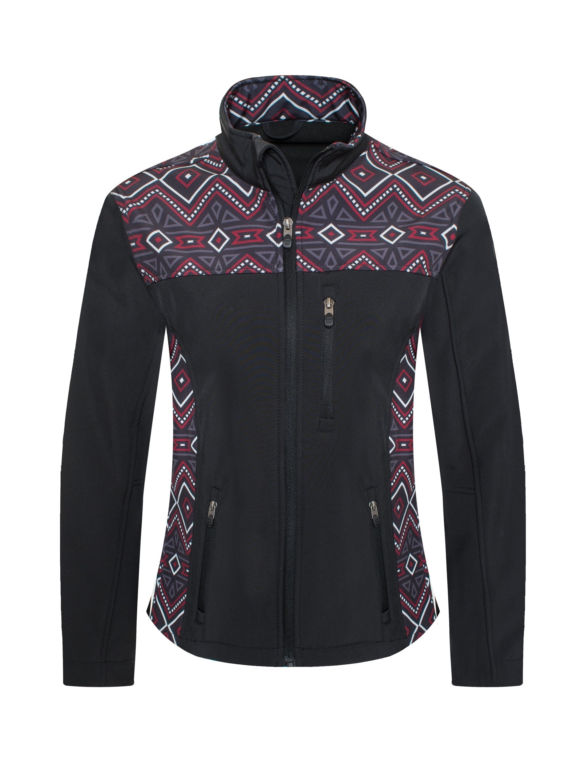 Women's Western Aztec Print Jacket -LJ650EMB-AZ-BLACK-RED