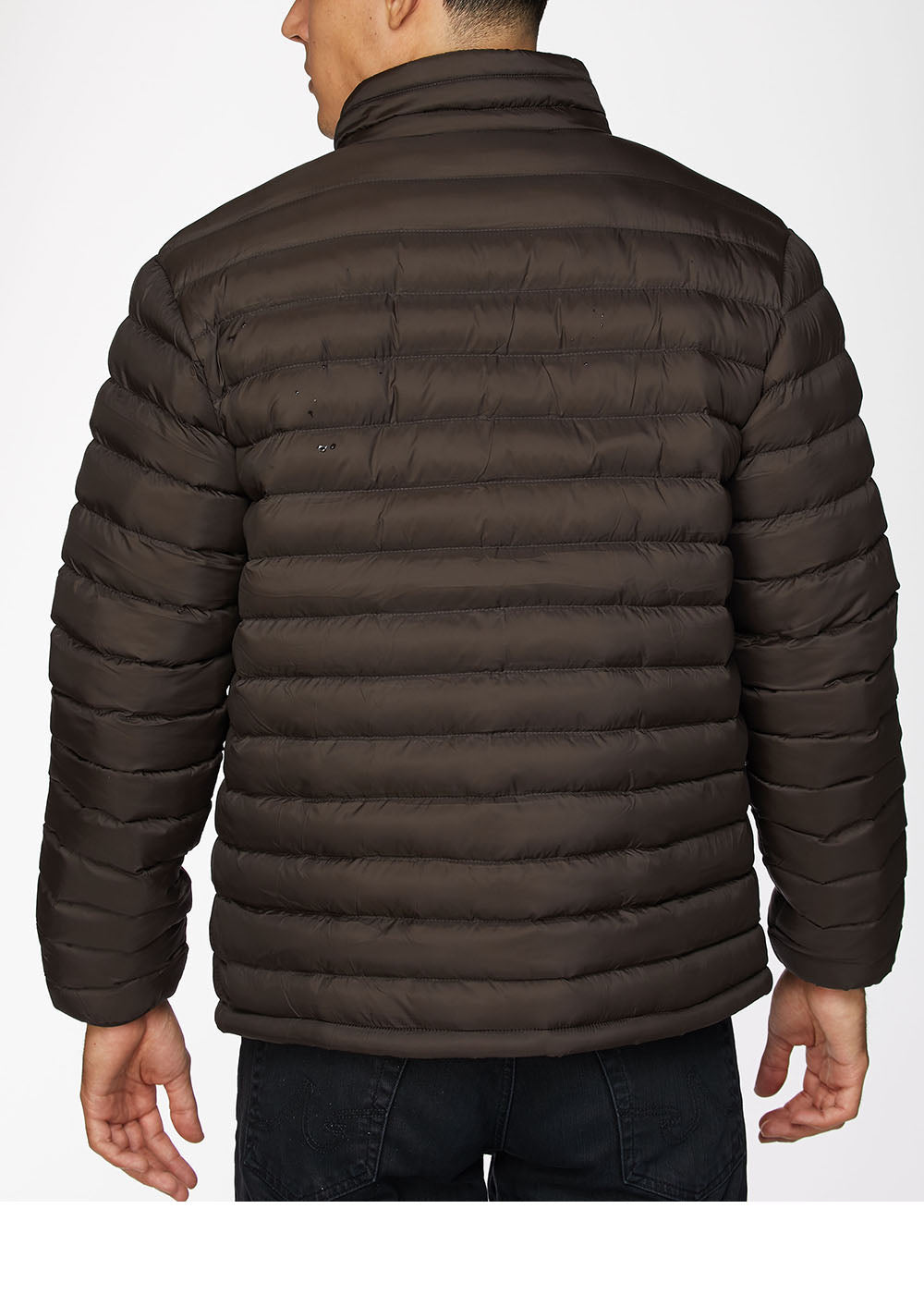 Men's Nylon Quilted Puffer Jacket -NJ640-Brown