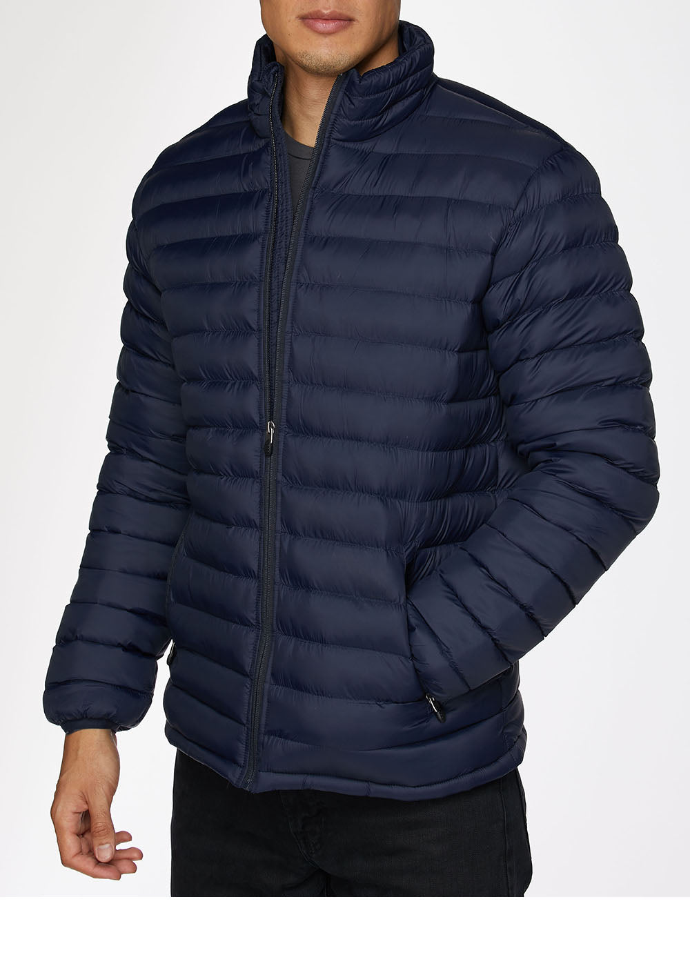 Men's Nylon Quilted Puffer Jacket -NJ640-Navy