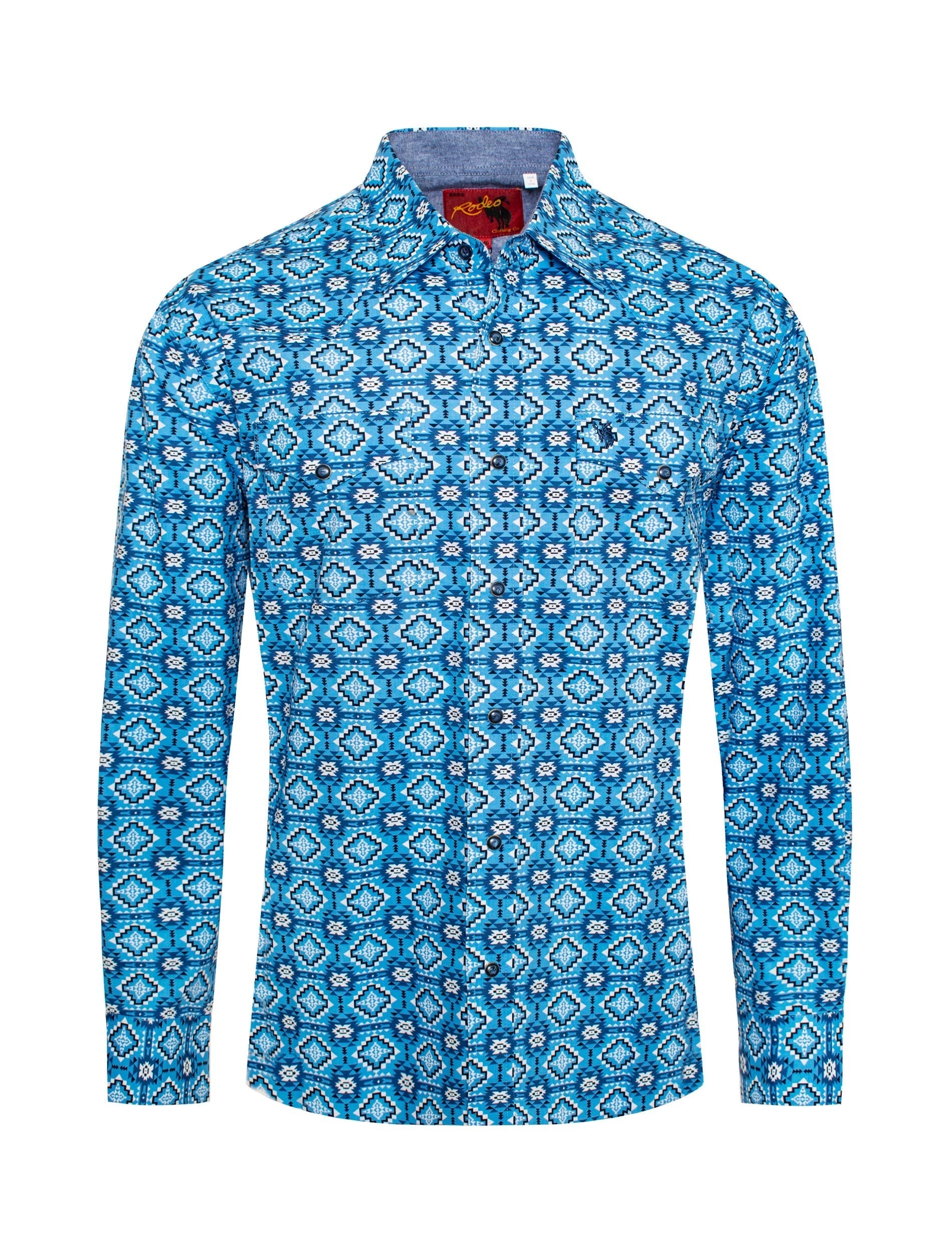 Men's Western Pearl Snap Aztec Print Shirt - PS100L-173