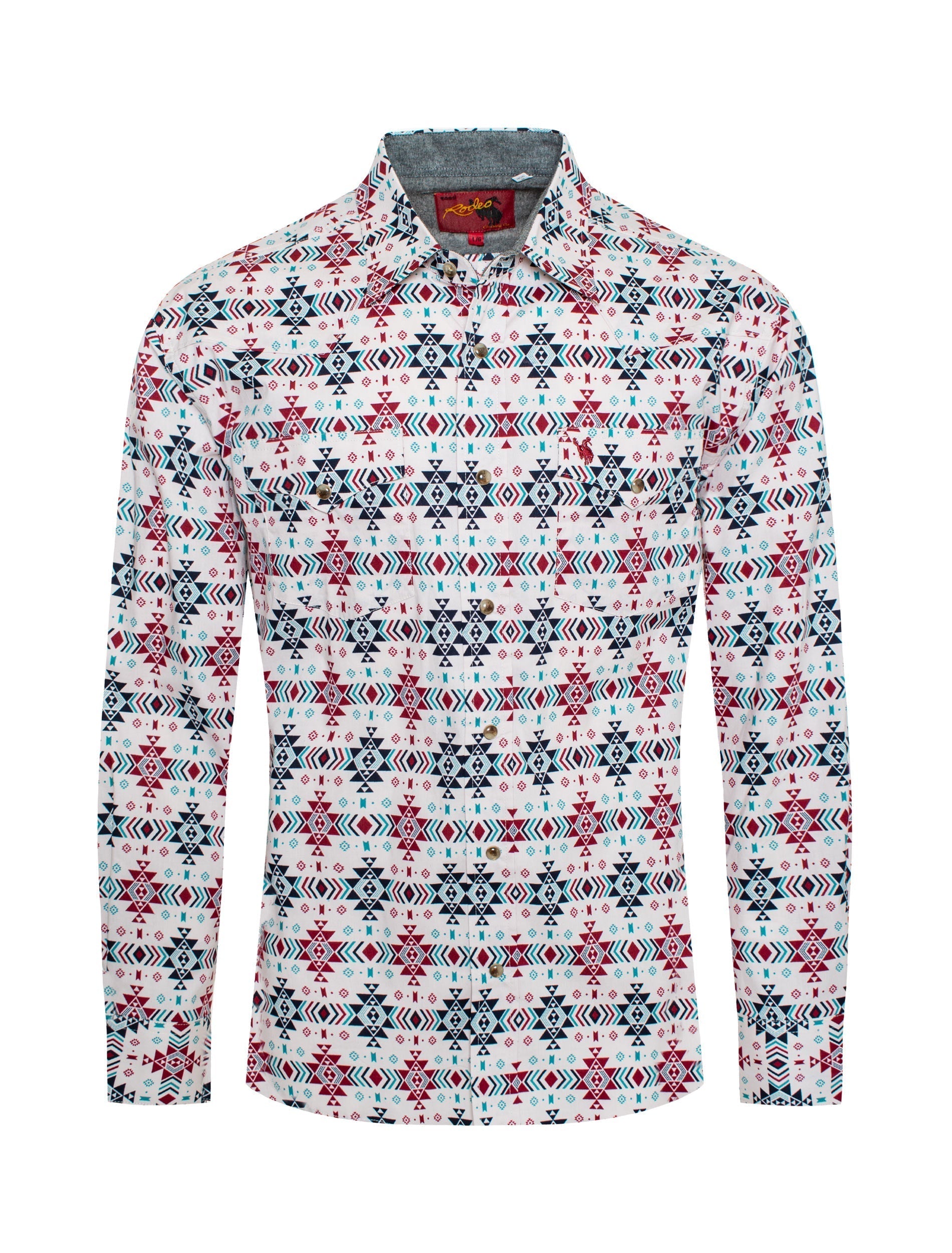 Men's Western Pearl Snap Aztec Print Shirt - PS100L-174