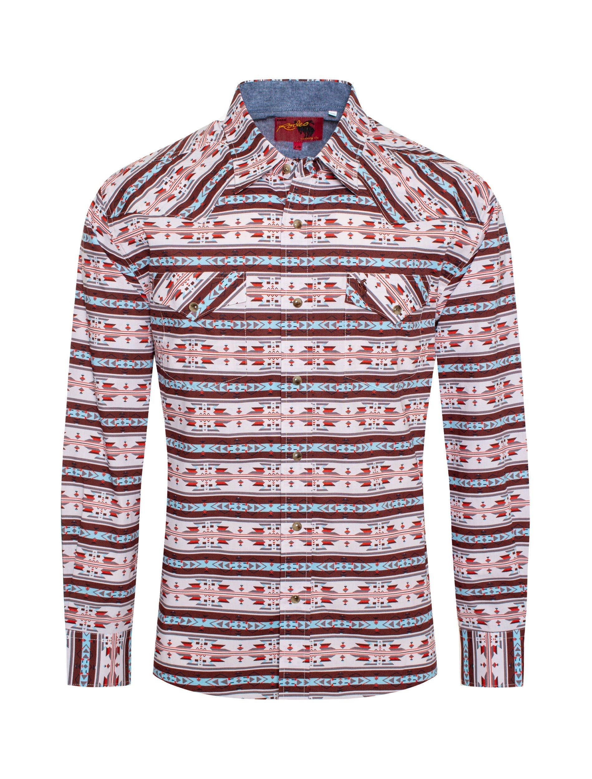 Men's Western Pearl Snap Aztec Print Shirt - PS100L-175