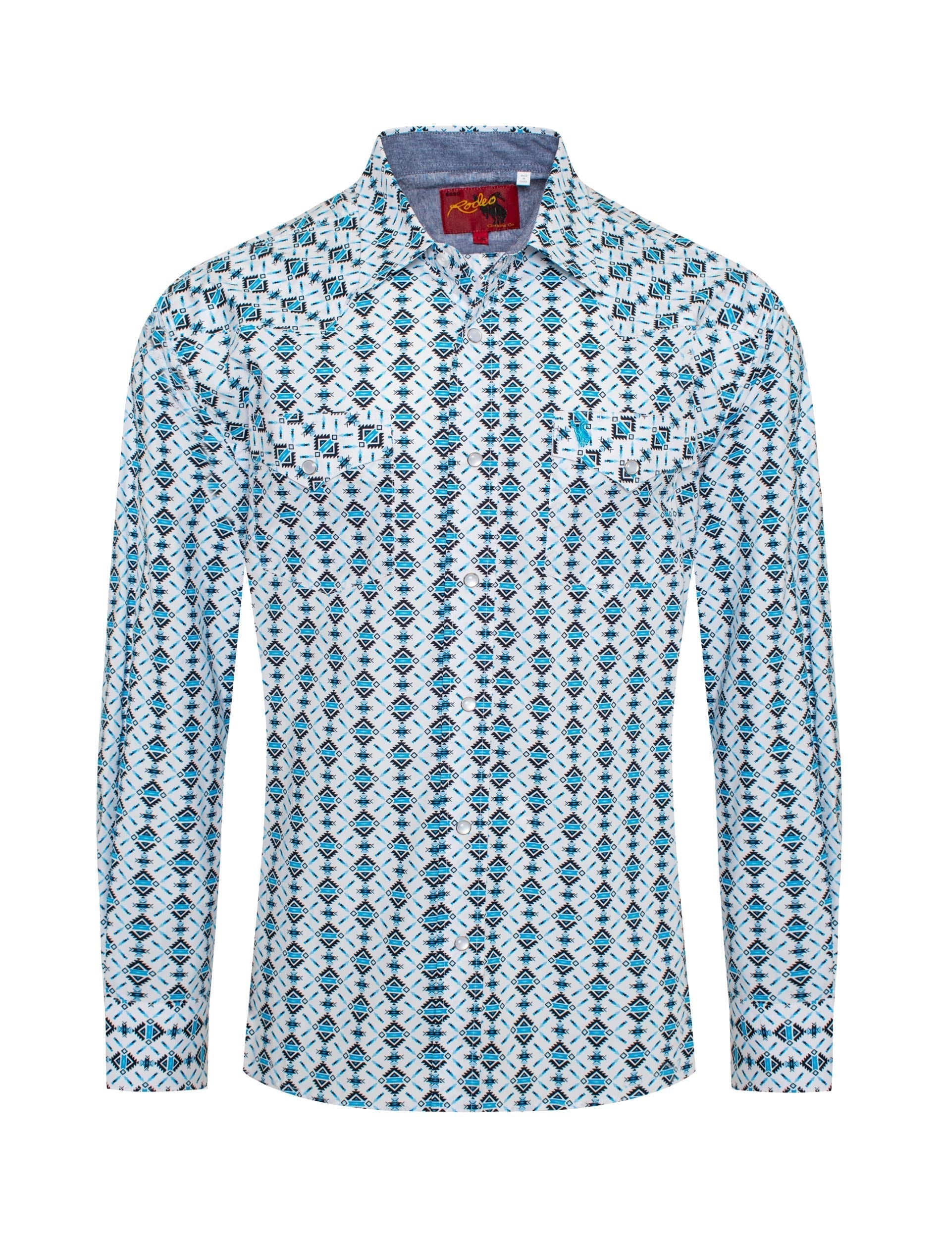 Men's Western Pearl Snap Aztec Print Shirt - PS100L-177