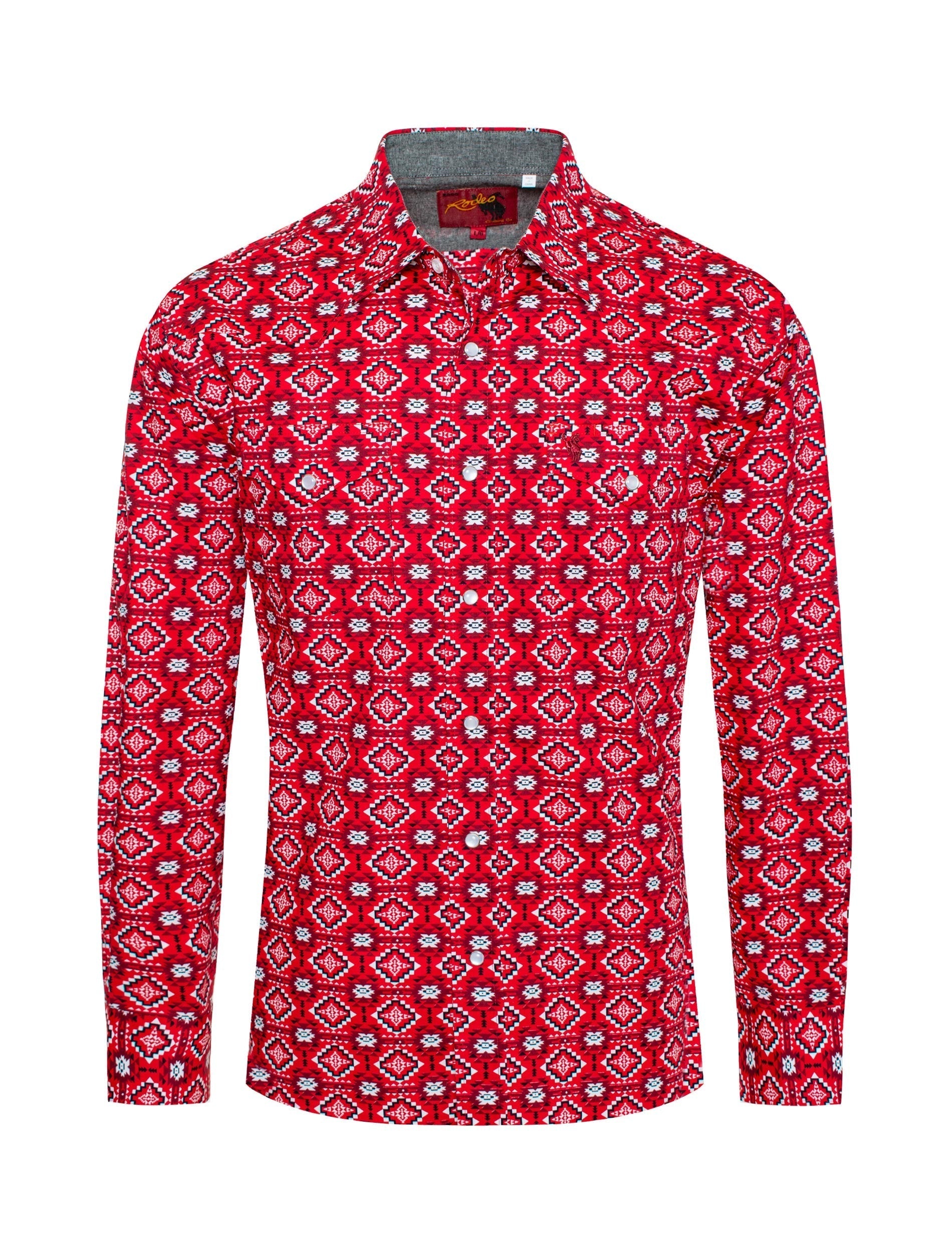 Men's Western Pearl Snap Aztec Print Shirt - PS100L-178