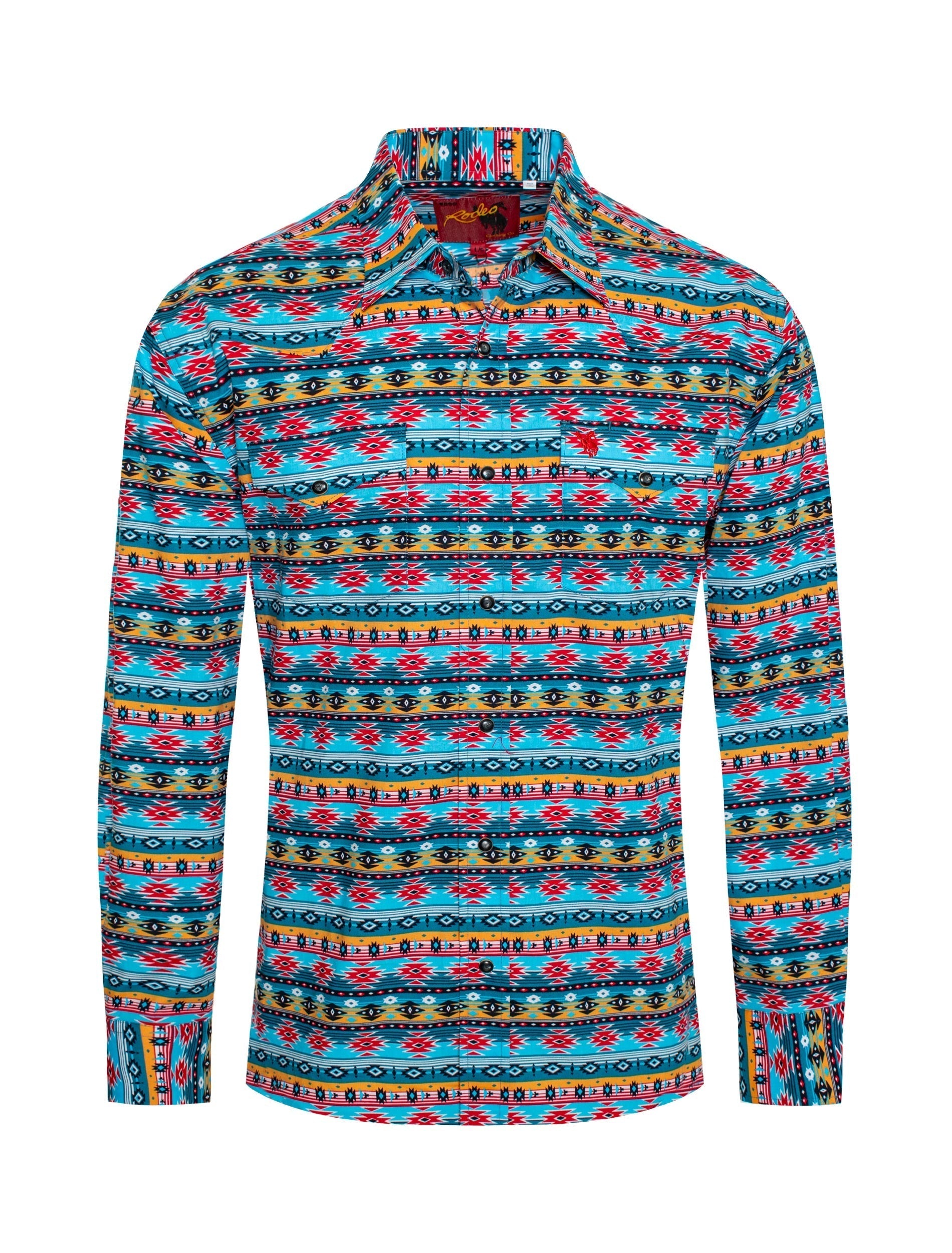 Men's Western Pearl Snap Aztec Print Shirt - PS100L-182